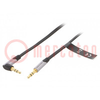 Cable; Jack 3.5mm plug,Jack 3.5mm angled plug; 1.5m; black