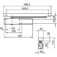 Produktbild zu GEZE ajtócsukó TS 5000E, EN 2-6, 1-szárnyú csúszósínnel, RAL 9016