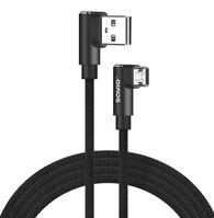 Savio CL-161 dwustronny kabel USB- micro USB, 1m, ktowy, oplot USB cable USB 2.0 USB A Micro-USB A Black
