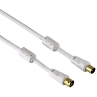 Hama Antenna Cable, coax plug - coax socket, 3 m, 95 dB, white coaxial cable
