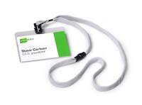 Durable Name Badge 60 x 90mm with Textile Lanyard - Grey - Pack of 10