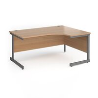 Contract 25 right hand ergonomic desk with graphite cantilever leg 1600mm - beec