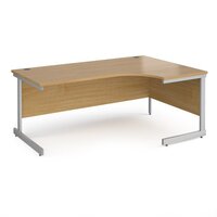 Contract 25 right hand ergonomic desk with silver cantilever leg 1800mm - oak to