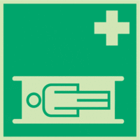 Sicherheitskennzeichnung - Krankentrage, Grün, 15 x 15 cm, Kunststoff, Weiß