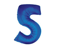 ballon chiffre "5" en aluminium bleu 1m