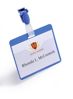 Visitor Name Badge 60x90mm with Clip Includes Blank Insert Cards Blue (Pack 25)