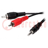 Cable; Jack 3.5mm plug,RCA plug x2; 5m; black