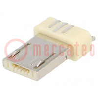 Plug; USB A micro; for molding; soldering; PIN: 5; USB 2.0; 0.65mm