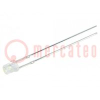 LED; 3mm; bianco freddo; 720÷1120mcd; 120°; Frontale: concava