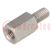 Screwed spacer sleeve; 10mm; Int.thread: M4; Ext.thread: M4