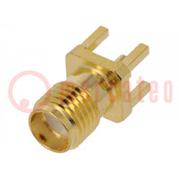 Socket; SMA; female; straight; THT; on PCBs; PTFE; gold-plated