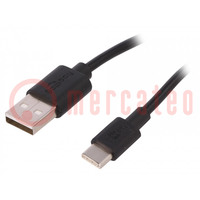 Kabel; USB 2.0; USB A-Stecker,USB C-Stecker; 0,5m; schwarz; PVC