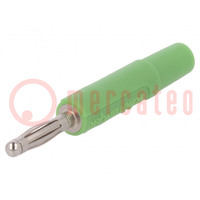 Plug; 2mm banana; 10A; 33VAC; 70VDC; green; nickel plated; -25÷90°C