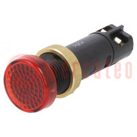 Ellenőrző lámpa: LED; lapos; piros; 12VDC; Ø12mm; IP40; műanyag