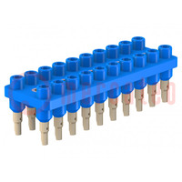 Socket strip; 2mm banana; blue; 70VDC; 10A; 33VAC; Sockets: 20; 12mm