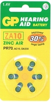 GP - ZA10 - BLISTER DE 6 PILES BOUTON ZINC AIR COMPATIBLE PR70/DA230/230HPX