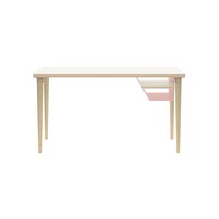 Poise Desking, 4 Füße aus Eiche, Ablagefach pastellpink, Maße: H 740 x B 1000 xT 600 mm