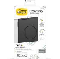 OtterBox OtterGrip Symmetry Case for iPhone 14 Plus for MagSafe, Drop Proof, Protective Case with Built-In Grip, 3x Tested to Military Standard, Antimicrobial Protection, Black