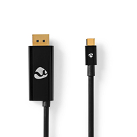 Nedis CCGP64355BK20 adaptador de cable de vídeo 2 m USB Tipo C DisplayPort + USB Type-C Negro