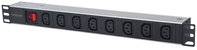 Intellinet 19" 1U Rackmount 8-Output C13 Power Distribution Unit (PDU), With Removable Power Cable and Rear C14 Input