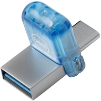 DELL AC429144 USB flash meghajtó 256 GB USB Type-A / USB Type-C 3.2 Gen 1 (3.1 Gen 1) Kék, Rozsdamentes acél