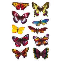 Schmuck-Etikett DECOR Schmetterlinge beglimmert, Schmetterlinge, 10 Stück, bunt