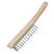 Wire Grill Brush with Simple Wooden Handle and 4 Rows Wire Bristles