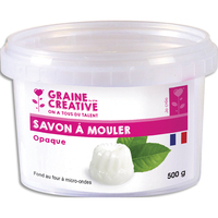 GRAINE CREATIVE Boîte de savon en bloc 500 gr opaque, pour réaliser des savons, fond au micro-ondes - produit supprimé à épuisement du stock