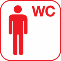 Piktogramm - Herren, WC, Rot, 10 x 10 cm, PVC-Folie, Selbstklebend, Weiß