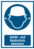 Kombischild - Ohrstöpsel und Kopfschutz benutzen, Blau, 18.5 x 13.1 cm, Weiß