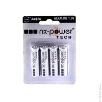 Blister(s) x 4 Pile alcaline blister x4 LR6 - AA Nx-Power Tech 1.5V 3.4Ah