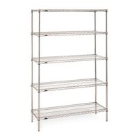 Slingsby chrome wire shelving system starter bay - 5 shelf levels, height 1895mm