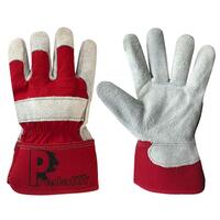 Power Rigger - Size 10 Red/White Split Leather Power Rigger Cut Resistant Glove (Pair)