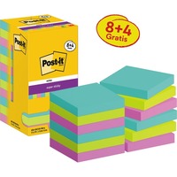 12 Blöcke Post-it® Haftnotizen Super Sticky Notes 76 x76 mm, farbs, Carnival bunt