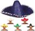 Sombrero de Mexicano con Borlas en varios colores de 50 cm Amarillo
