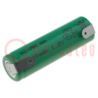 Re-battery: Ni-MH; AA; 1.2V; 2200mAh; soldering lugs; Ø14.5x48.7mm