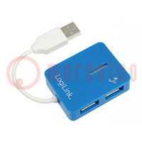 Hub USB; USB A-Buchse x4,USB A-Stecker; USB 2.0; PnP; blau