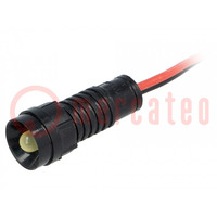 Indicator: LED; recessed; yellow; 220VDC; Ø11mm; IP40; leads 300mm