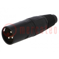 Plug; XLR; male; PIN: 3; straight; for cable; soldering; 3.5÷8mm; X