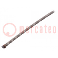Rope; acid resistant steel A4; Ørope: 4mm; L: 10m; Rope plexus: 7x7