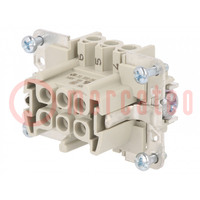 Connector: HDC; female; PIN: 6; size 6; contact insert; 500V; 16A