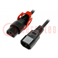Cable; IEC C13 female,IEC C14 male; PVC; 3m; black; 10A; 250V