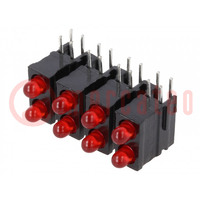 LED; dans un boîtier; rouge; 2,8mm; Nb.de diodes: 8; 20mA; 60°
