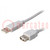 Kábel; USB 2.0; USB A aljzat,USB A dugó; 3m; szürke; Ér: CCA