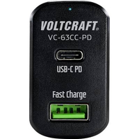 VOLTCRAFT CAS-63 VC-63CC-PD - CARGADOR USB PARA COCHE (CORRIENTE DE SALIDA MÁX., 3 A, 2 PUERTOS USB, CONECTOR USB-C? HEMBRA)