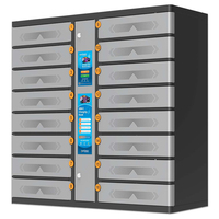 Manhattan Kiosk laadkast USB-C 65W voor laptops (tot 17,3"), 16-vaks (individueel vak - pincode), geschikt voor iPads, MacBooks en andere USB-C apparaten, vakken 448x328x120 mm,...