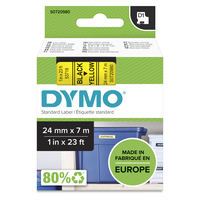 DYMO D1 etichette originali | 24 mm x 7 mm | stampa nera su giallo | etichette autoadesive per etichettatrice LabelManager | 1 Pezzo