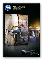 HP Advanced Glossy Photo Paper papier photos Noir, Bleu, Blanc Gloss