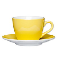 Kaffeeobertasse 0,21 l mit Untertasse 14,5 cm, Farbe: light yellow / hellgelb,