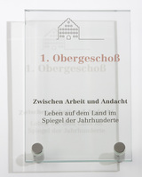 MOEDEL Türschild Glas (ESG) GALERIE, 200 x 130 mm, inkl. 2 Abstandhalter aus Edelstahl